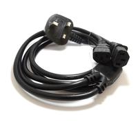 Power Cord UK Plug to 2 x C13 IEC Dual Kettle Lead Splitter Cable 2m (1.5m+50cm)