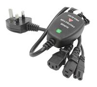 kenable Power Cord UK Plug to 2 x C13 IEC + Figure 8 C7 Surge Protected Cable