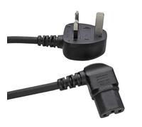 Power Cord UK Plug to Right Angle C15 Hot IEC 3G 1.0mm2 Cable H05RN-F 2m