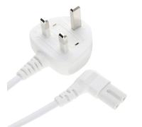 Power Cord UK Plug to Right Angle Figure 8 Lead Cable C7 0.5m WHITE
