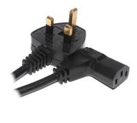 Power Cord UK Plug to Right Angle IEC C13 Cable (kettle lead) 2m