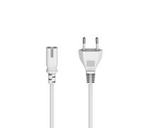 Power cord with male euro plug, 2 poles, 8/C7 shape, 5m, white
