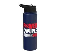 Power Couple Blessed By God Religious Faith Matching Stainless Steel Insulated Water Bottle