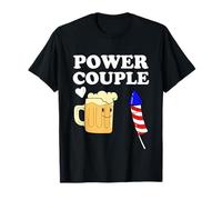 Power Couple Firework Funny 4th Of July Patriotic Men Women T-Shirt