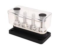 Power Distribution Block 4 Post High Current Bus Bar with Cover 300A DC 12V to 48V Battery Terminal Block for Cars Boats Rvs Marine Industrial Applications ABS Zinc Alloy Brass (Black)
