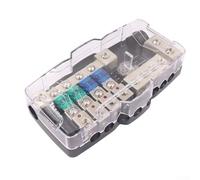 Power Distribution Block 4 Way with Fuse Holder for Car Battery and Solar Panel Systems Featuring Blade Fuses and LED Current Status Indicator