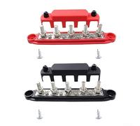 Power Distribution Block,5 Post Power Distribution Block Terminal Screw Bus Bar 300A 48V DC M10 Black&red