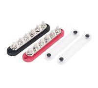 Power Distribution Block Bus Bar, 300A DC12V -48V Terminal Block Positive & Negative for Automotive Car Marine, Come with A Cover, 6 X M8 Terminal Bolt, (Pair, Red & Black)