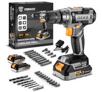 Power Drill Cordless: DEKOPRO 20V Cordless Drill Set with LED Light, 30Pc Electric Drill Accessories, Grey Drills with 2 Batteries and Charger Drills Driver Kit for Wood, Metal and Screws