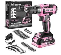 Power Drill Cordless: DEKOPRO Pink Cordless Drill 20V Electric Power Set Tool for Women Drills with Battery and Charger Drills Driver Kit