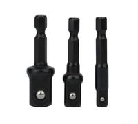 Power Drill Nut Driver Adapter Set 3pc For Heavy Duty | Includes 1/4, 3/8, 1/2 inch drives, 50mm length, fits standard hex shanks, quick change system