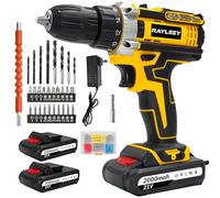 Power Drill Set,Cordless 20v Drill/Driver with 2&2.0AH Batterise,18+1 Torque, 2 Speed, Keyless 3/8" Chase Drill with LED Light,22pcs Bits Kit