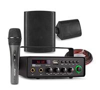 Power Dynamics 12V Outdoor PA System - Weatherproof Speakers and Battery Powered Audio Amplifier, Public Announcement Kit for Vehicle, Food Truck, Caravan - Wired Mic & Bluetooth Connectivity