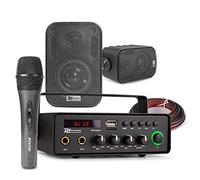Power Dynamics 12V Outdoor PA System with Weatherproof Speakers, Battery Powered Audio Amplifier, Bluetooth, MP3 Player and Microphone for Vehicle Announcements, Events, Rallies and Promotion
