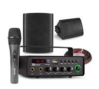 Power Dynamics 12V Powered Outdoor PA System - Weatherproof 4" Speakers, Battery Powered Audio Amplifier, Bluetooth, Handheld Mic for Vehicle Announcements & Music Playback