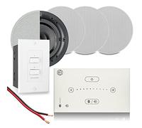 Power Dynamics 2-Room Bluetooth Ceiling Speaker Kit - White E50 Wall Amplifier, Touch & Gesture Control, 4x Q Acoustics Qi65CB Speakers & A/B Zone Selector, Home Audio System