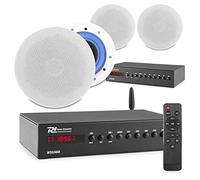 Power Dynamics 2-Zone Multi Room Smart WiFi Ceiling Speaker System with Bluetooth, Wireless Amplifiers & 4x ESCS6 Home Audio Speakers Kit