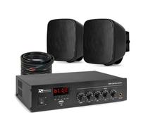 Power Dynamics 2x PD BD30TB 3" Wall Mount PA Speaker System with 25W Bluetooth Mixer Amplifier, 100V Line, Speaker Cable - Indoor Outdoor Public Address Kit for Bars, Shops, Offices, Gardens, Retail