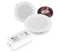 Power Dynamics 2x PD MSLP50 Marine ceiling speakers, Weatherproof Ceiling Speakers with Bluetooth Amplifier - IPX5 Outdoor & Bathroom Ceiling Speaker Kit - 30W Bluetooth Amplifier