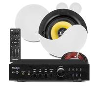 Power Dynamics 4x PD KVCS5 Ceiling Speaker System with AD220 Amplifier, Complete Ceiling Speaker Kit, Hi-Fi Audio, Bluetooth, Optical TV Input, for Home Audio, Office, Commercial