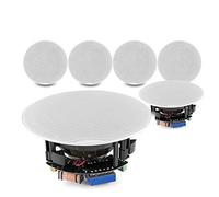 Power Dynamics 6x Ceiling Speakers 5.25" Coaxial Flush Mount Bundle - 480W 2-Way Sound System Kit for Shops, Restaurants, Offices - 100V & 8 Ohm Low Profile Speakers, White