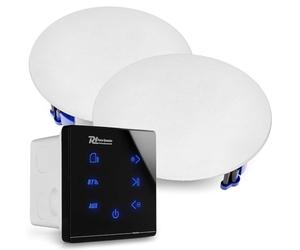 Power Dynamics A50B Bluetooth Ceiling Speaker System - 2x 6.5-Inch Ceiling Speakers with Wall Mounted Amplifier, USB/SD MP3 Player, AUX Input, Touch Panel and Remote Control