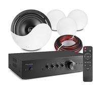 Power Dynamics Audizio Bluetooth Ceiling Speaker System Package with AD200B Amplifier and 4x NCSS8 8" 2-Way In-Ceiling Speakers - Wireless Home Audio Systems Kit for Multi-Room Installation