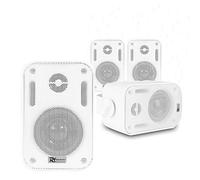 Power Dynamics BC30V White Outdoor Speakers Set of 4 - Weatherproof 3" Wall Mounted Speaker System, 100V Line & 8 Ohms, IPX5 Rated, Ideal for Garden, Terrace, Shop & Marine Installation