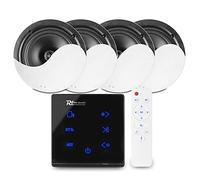 Power Dynamics Bluetooth Ceiling Speaker System - A100B Bluetooth Wall Amplifier & 4x NCSS5 5.25" Ceiling Speakers - Home Audio Music Kit, Flush-Mounted, Wireless Hi-Fi Stereo Sound Solution