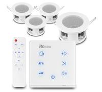 Power Dynamics Bluetooth Ceiling Speakers Kit - Powerline A50W In-Wall Amplifier with 4x Ultra Compact CSBA3L Home Ceiling Speaker System & Remote Control Wireless Audio for Kitchens & Homes