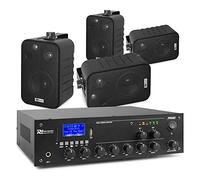 Power Dynamics BV40V 4-Inch Wall Speaker System & PPA502 Mixer-Amplifier | 2-zone 100V mixer, Bluetooth, USB playback, wall-mount, bass reflex ports