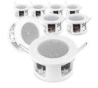 Power Dynamics CSBA3L Compact Small Ceiling Speaker Set - 8x 3 In-Ceiling Speakers, 8 Ohm, 30W Each, Slim Flush Mount Design for Kitchen, Home and Office Sound Systems, White Finish