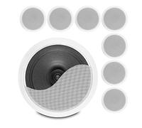 Power Dynamics CSPS6 6.5" 16 Ohm In Ceiling Speakers - Complete Eight Speaker System for Home Audio Installations & Commercial Ceiling Speaker Set (White Finish)