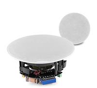 Power Dynamics FCS6 6.5" Ceiling Speakers Pair, Flush Mount Coaxial 2-Way System, 100V Line & 8 Ohm, Low Profile Design for Home, Retail, Cafe or Restaurant - Max 240W Output (White)