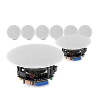 Power Dynamics FCS6 8x Ceiling Speakers 6.5" Flush Mount 2-Way Coaxial 960W 100V & 8 Ohm Home Restaurant Shop Audio System Set - White