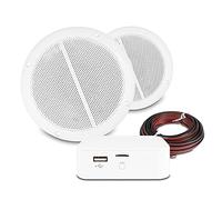 Power Dynamics Home Ceiling Speaker System Kit - Bluetooth Amplifier, 2x Waterproof 6.5" MS65 Speakers, Wireless Streaming, Kitchen & Bathroom Audio Installation, Stereo Sound Quality, White