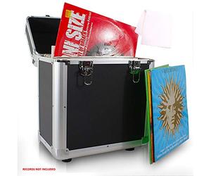 Power Dynamics LP80 Black Vinyl Record Case Set - Holds 160 12" LPs, Aluminium DJ Storage Box with Soft Interior with Anti Static Cleaning Cloth