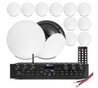 Power Dynamics Multi Room Ceiling Speaker System PV260BT Bluetooth Amplifier & 12x NCSS5 5.25-inch Speakers Kit with USB/SD, Wired Audio, Home Audio Installation