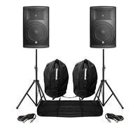 Power Dynamics Pair of 12" Active DJ Speakers 2800W Bi-Amped Bluetooth PA System with Speaker Stands, Carry Bags & XLR Cables for DJs & Live Performances