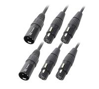Power Dynamics Pair of PD Balanced Audio Y-Splitter Cable Adaptors - 3-Pin XLR Male to Dual Female Connectors, Flexible Noise-Free Signal Leads for Stage, DJ & Studio Equipment (0.5m)
