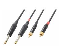 Power Dynamics PD Connex 2x 6.35mm Jack to 2x RCA Male Audio Cable 1.5m - Premium Stereo Connection Lead for DJ, PA Systems, Amplifiers, Mixers, Home Hi-Fi & Speakers