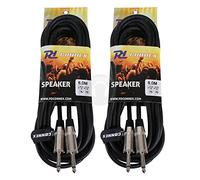 Power Dynamics PD Connex 6.35mm Jack to Jack Audio Cable - Pair of 6m Heavy-Duty Instrument Cables with Shielded Connectors for DJ, Guitar, Studio & Speaker Applications