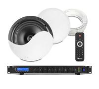 Power Dynamics PD NCSS8 Commercial Ceiling Speaker System - 2x 8 Passive 2-Way Coaxial Speakers with PDC90 Bluetooth DAB+ Media Amp, Small Office Music Sound Solution, Ideal for Cafe