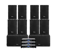 Power Dynamics PD PDY Professional Passive PA System - Dual 15" Subs, 12" & 10" Tops, Three Amplifiers, Complete Sound Setup for Concerts, Nightclubs, Events & Bands