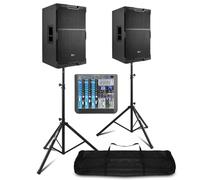 Power Dynamics PD PDY212A Pro 1400W Active 12-Inch Speakers with PDM-S804 8-Channel Mixer, Bi-Amped Bluetooth USB Recording, Professional PA System for Band, Vocalist and Church