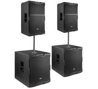 Power Dynamics PD PDY215A Professional Active PA System Package with 15-Inch Tops, 18-Inch Subwoofers, Bi-Amplified DJ Speaker Set, DSP, Poles and Cables Included, Active Subwoofer