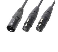 Power Dynamics PD Professional XLR Y Splitter Cable, 0.5m Audio Signal Adapter with Male to Dual Female Connectors for Microphone, Mixer and PA System, Flexi Noise-Free Balanced Lead