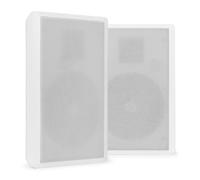 Power Dynamics PD WSF30W Flat Wall Speakers 5.25" Pair 100V On-Wall Slim Loudspeaker System for Commercial Audio/PA Systems - White, ABS Speaker Set, 2-Way Woofer Tweeter Design