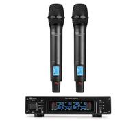 Power Dynamics PD220 Dual Handheld Wireless Microphone System, True Diversity 160-Channel UHF with LCD Display, XLR Outputs for Professional Use