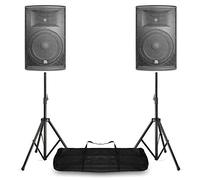 Power Dynamics PD412A Active DJ PA Speaker System Bluetooth 2800W Pair with Stands & Cables - Bi-Amplified 12 Inch Speakers for Disco Clubs Events Complete Portable Audio Kit